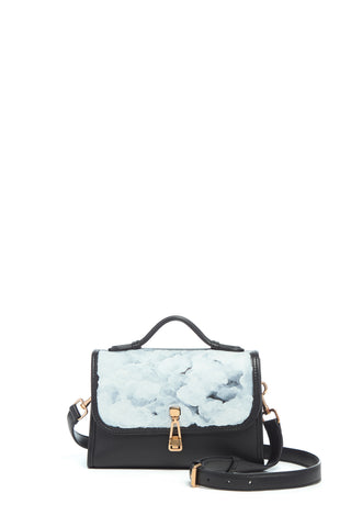 Hand Painted Small Leonora Flap Bag in Black Leather