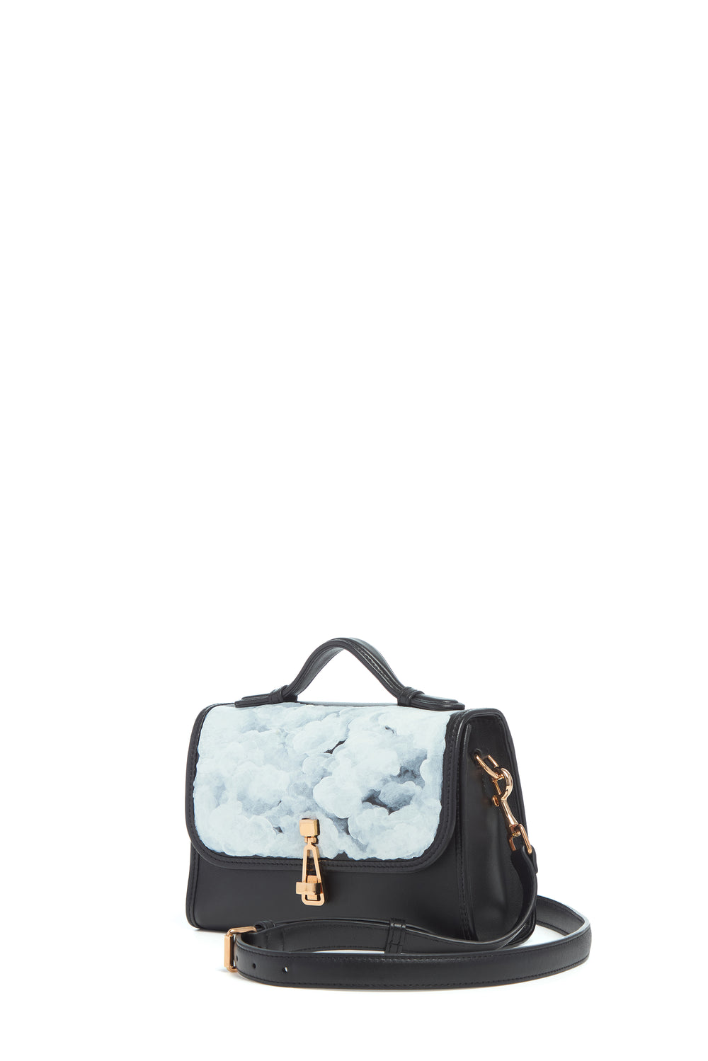 Small Leonora Hand Painted Flap Bag in Black Leather