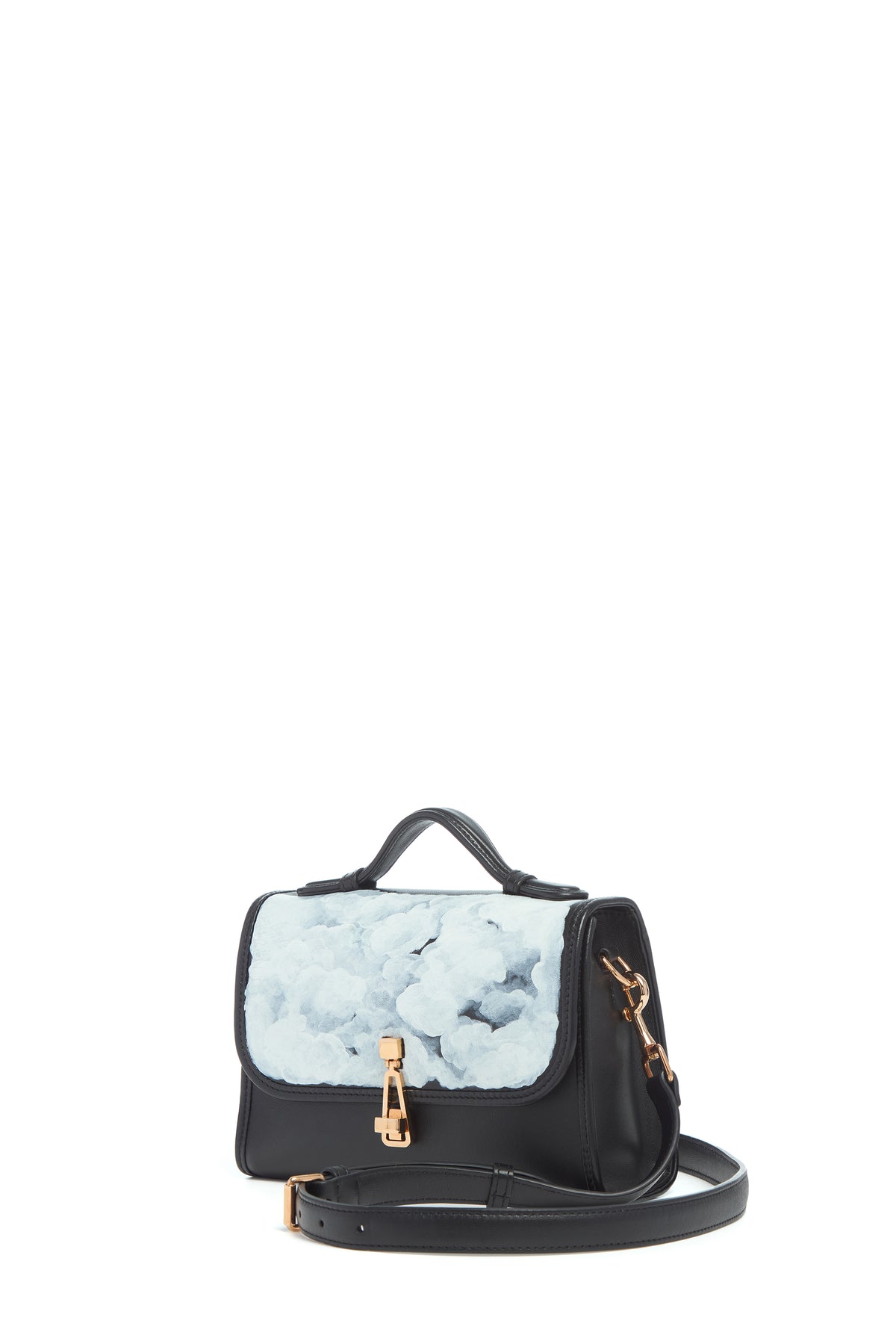 Small Leonora Hand Painted Flap Bag in Black Leather
