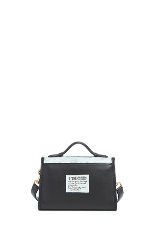 Hand Painted Small Leonora Flap Bag in Black & White Leather