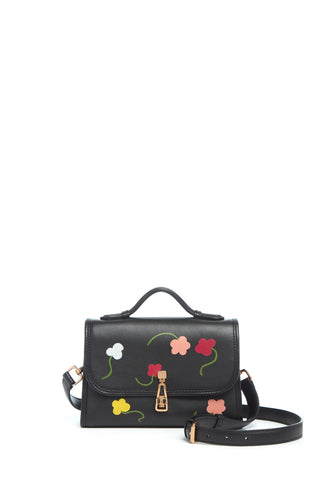 Hand Painted Small Leonora Flap Bag in Floral Multi Leather
