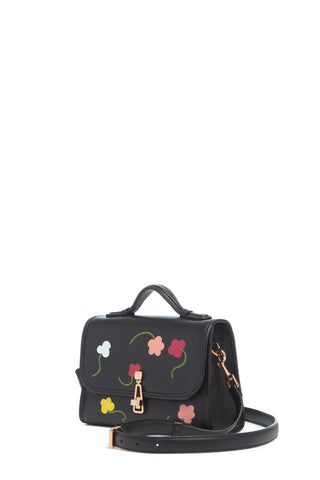 Hand Painted Small Leonora Flap Bag in Floral Multi Leather