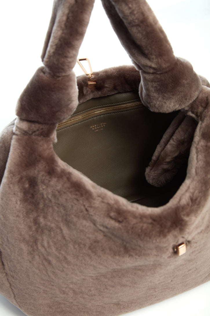 Small Antonia Bag in Mocha Shearling