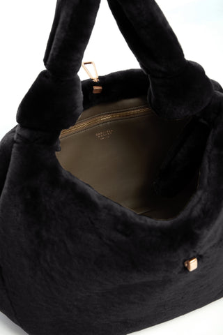 Small Antonia Bag in Black Shearling