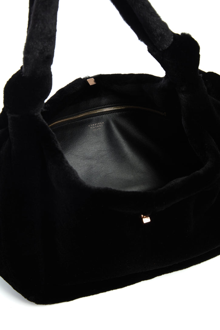 Small Antonia Bag in Black Shearling
