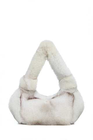 Small Antonia Bag In White Recycled Arctic Fox Fur