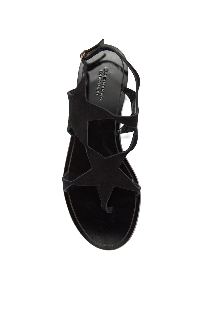 Star Sandal in Black Suede