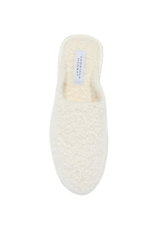 Bristol Ivory Cashmere Boucle Slippers - On-Model Styled with Blue Flared Trousers | Gabriela Hearst