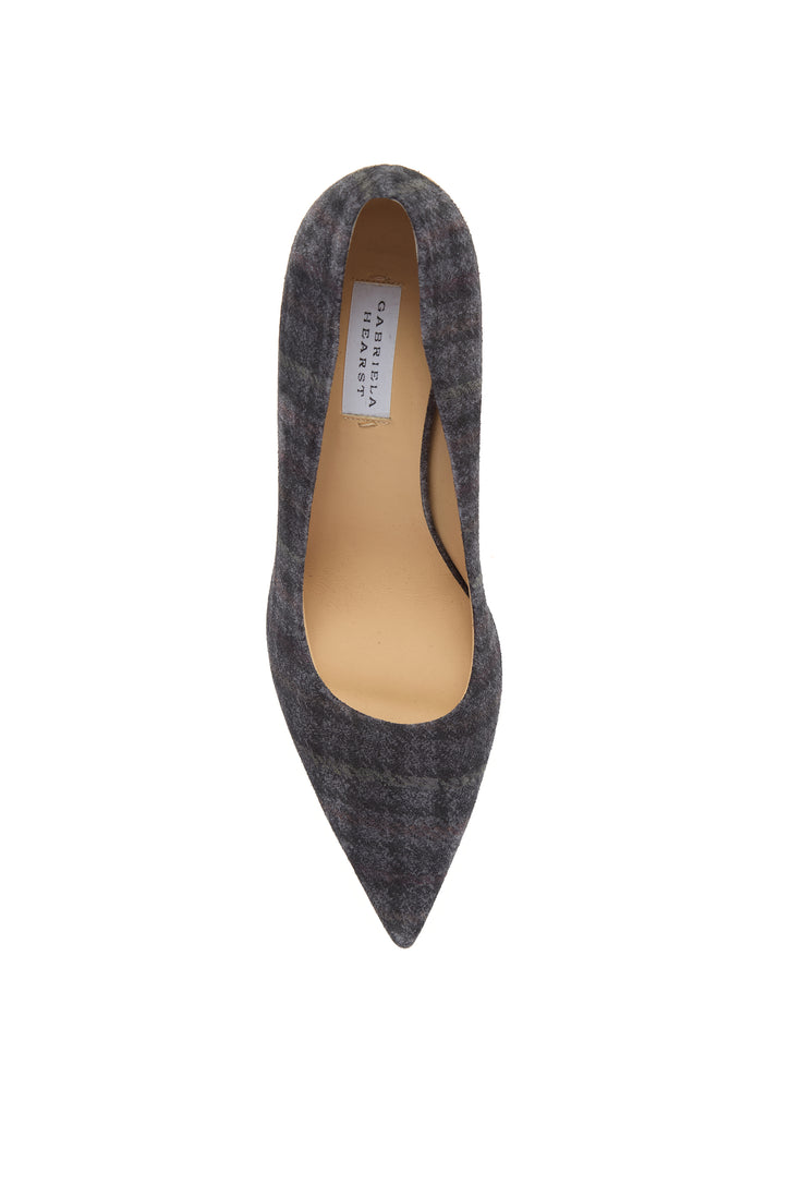 Edwina High Heel Stiletto Pump in Charcoal Multi Suede Houndstooth