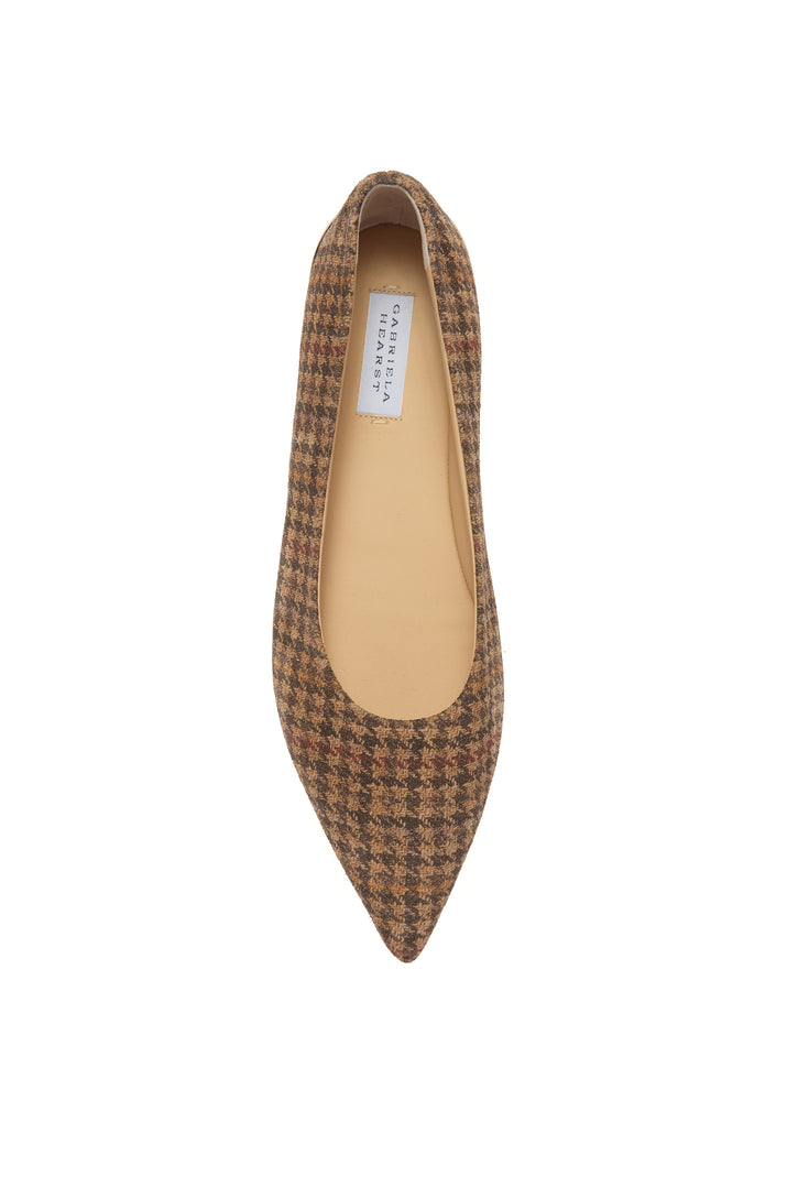 Fleur Ballerina Flat Shoe in Camel Multi Leather Houndstooth