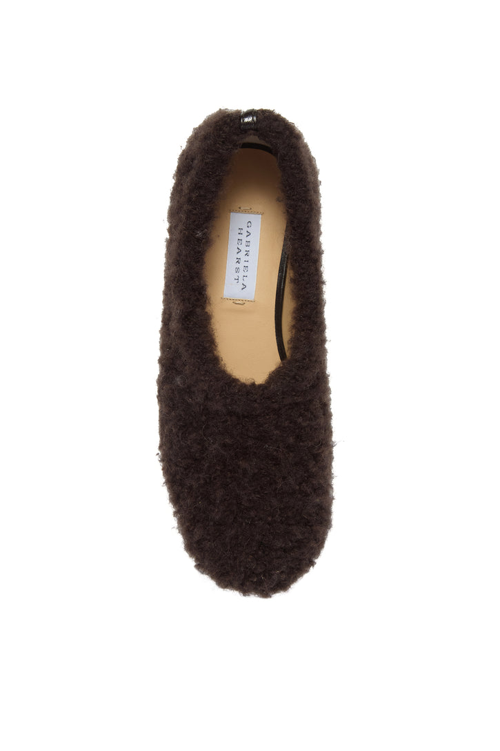 Emperor Flat Shoe in Dark Brown Silk Cashmere Boucle