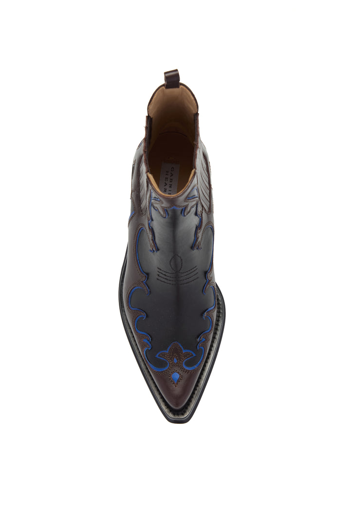 Cassidy Cowboy Ankle Boot in Black Multi Leather