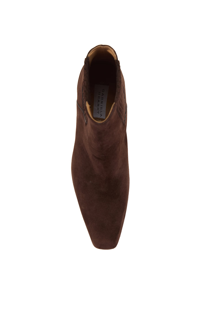 Luke High Heel Ankle Boot in Dark Chocolate Suede