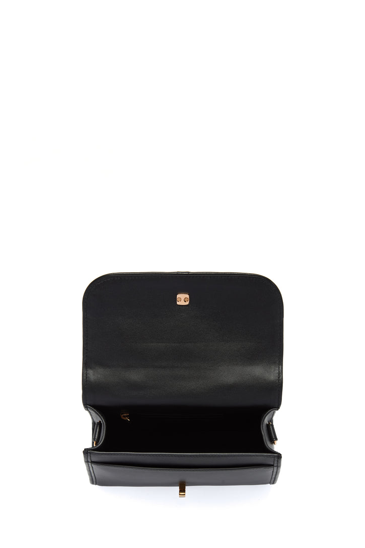 Hand Painted Small Leonora Flap Bag in Black & White Leather