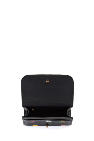 Hand Painted Small Leonora Flap Bag in Floral Multi Leather