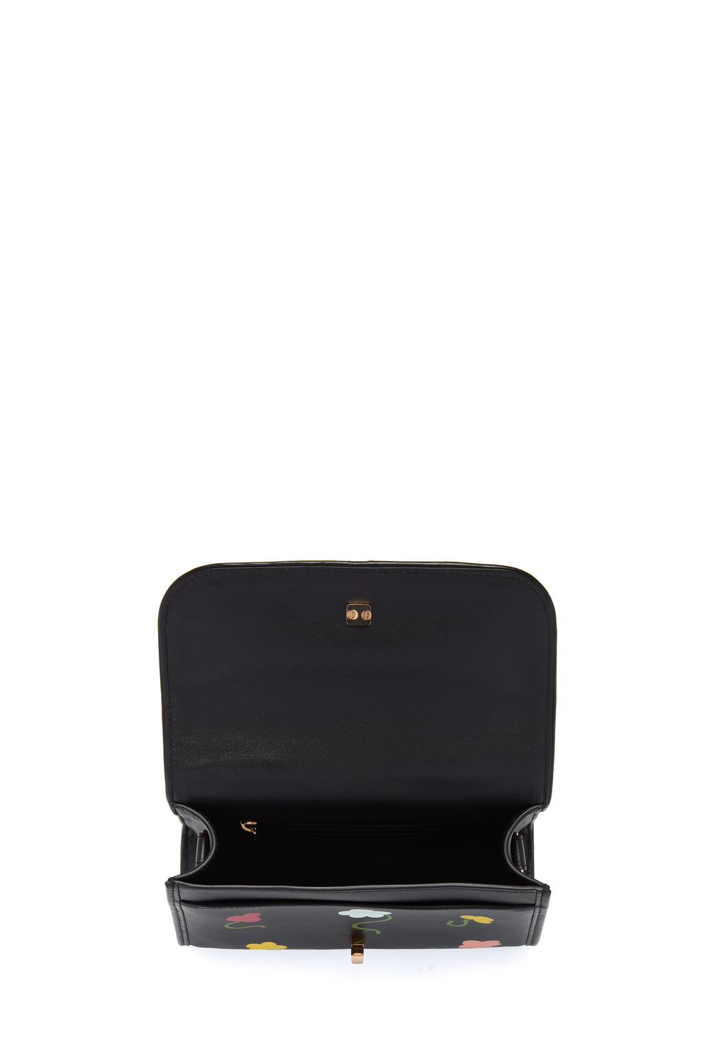 Small Leonora Hand Painted Flap Bag in Black Leather