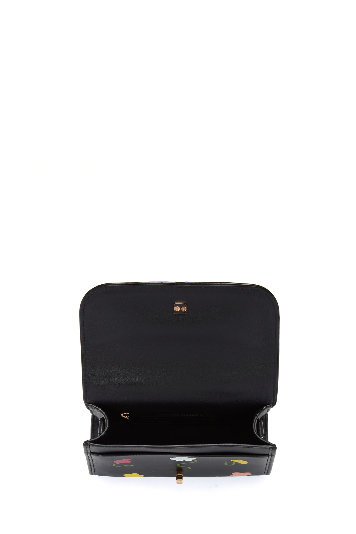 Small Leonora Hand Painted Flap Bag in Black Leather
