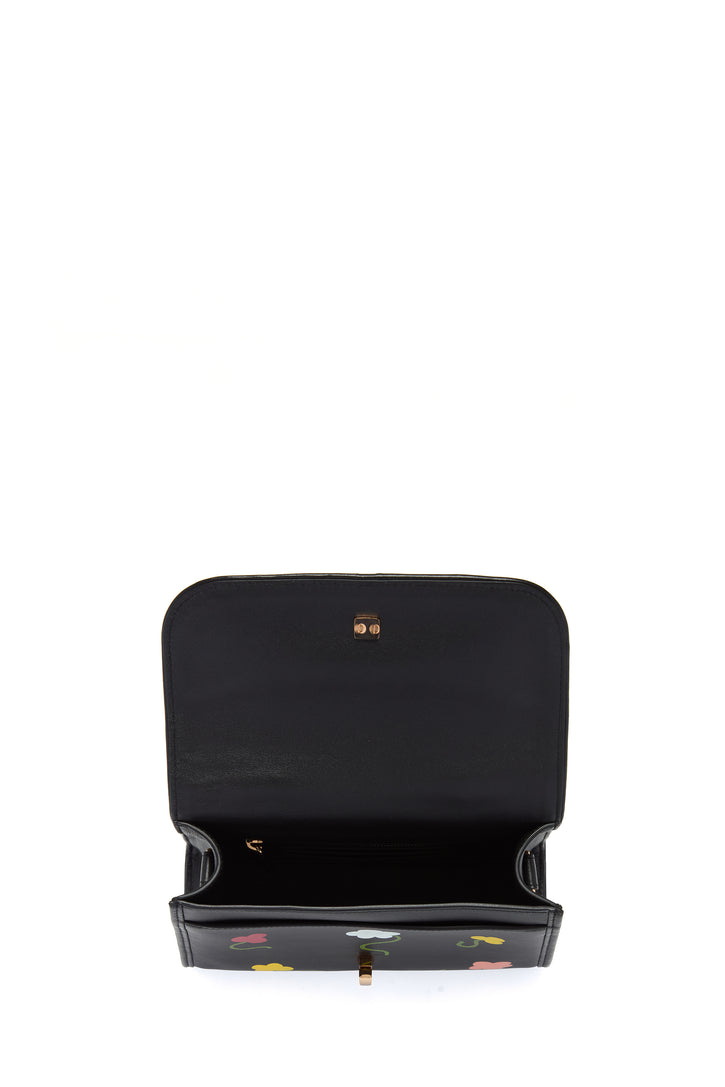 Hand Painted Small Leonora Flap Bag in Floral Multi Leather