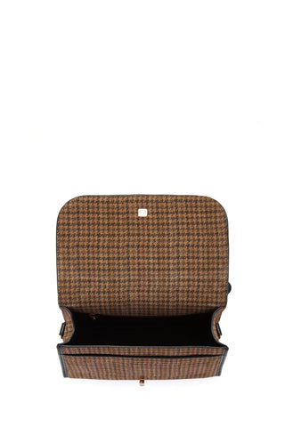 Medium Leonora Bag in Camel Multi Suede Houndstooth