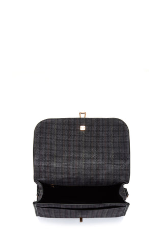 Medium Leonora Bag in Charcoal Multi Suede Houndstooth