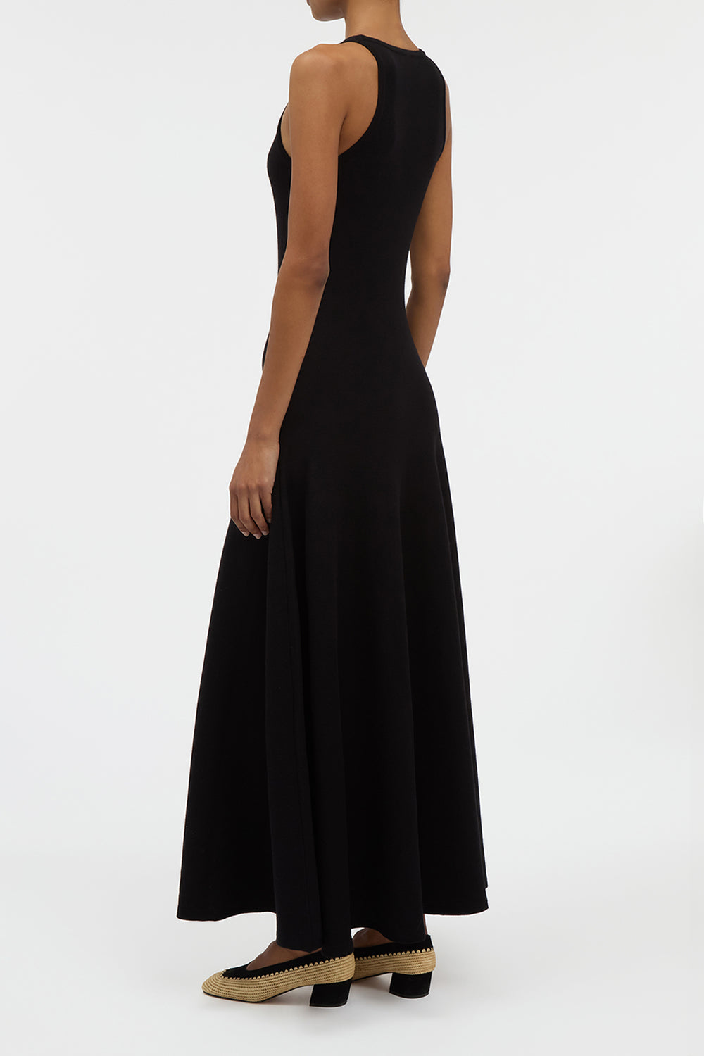 Siren Knit Maxi Dress in Black Merino Wool