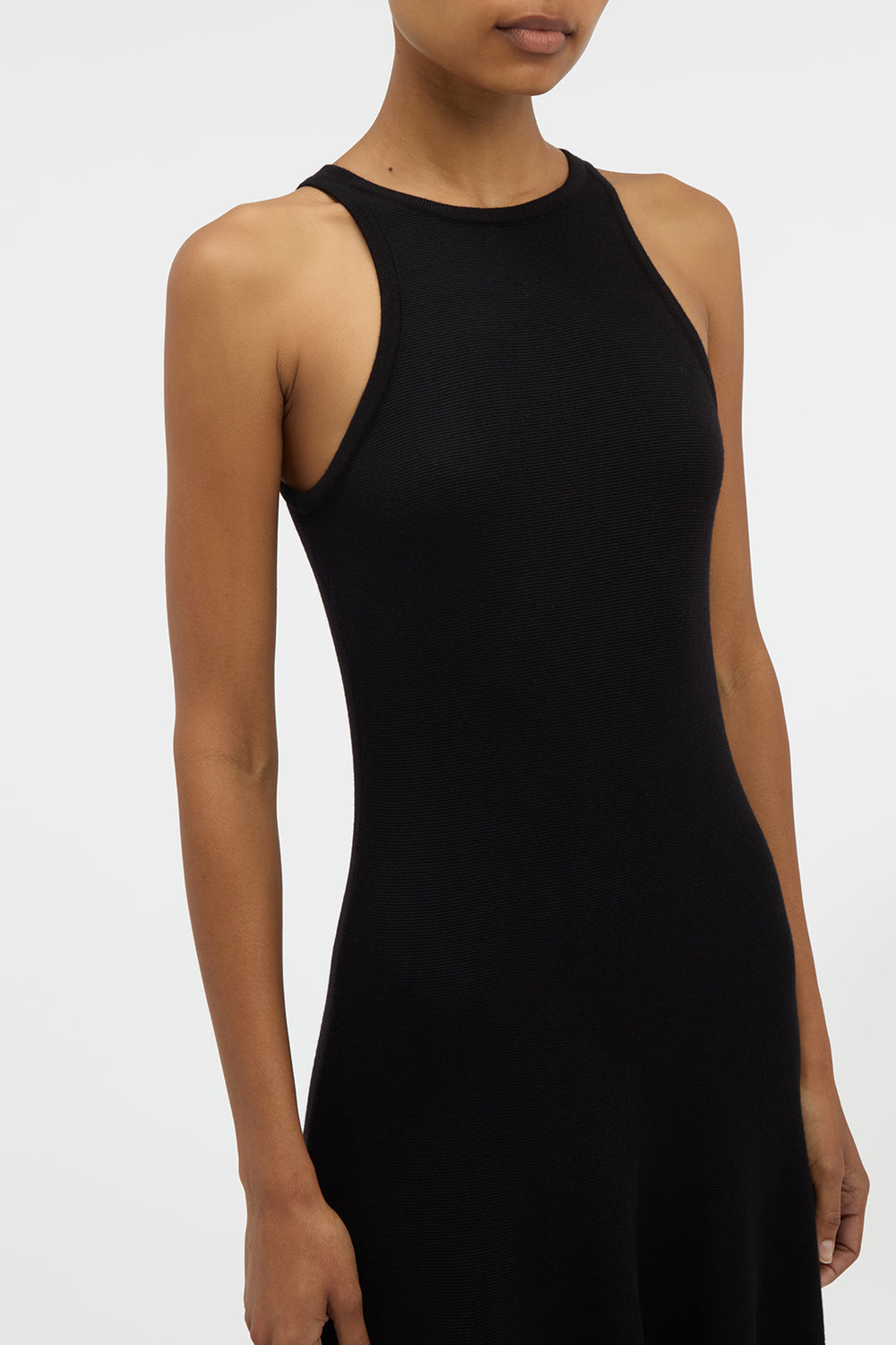 Siren Knit Maxi Dress in Black Merino Wool