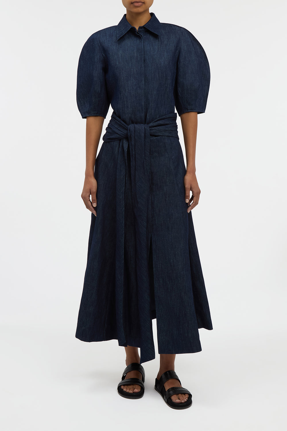 Zivan Knotted Maxi Skirt in Recycled Cotton Denim