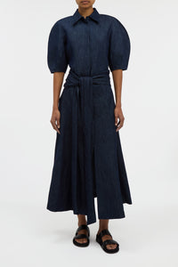 Zivan Knotted Maxi Skirt in Recycled Cotton Denim