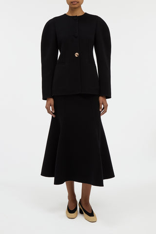 Patterson Midi Skirt in Black Double-face Recycled Cashmere