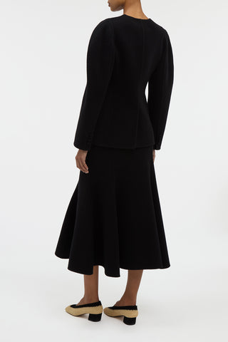 Patterson Midi Skirt in Black Double-face Recycled Cashmere
