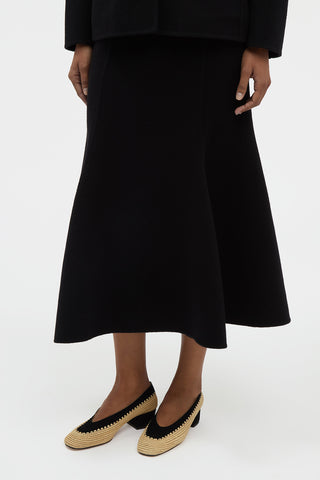 Patterson Midi Skirt in Black Double-face Recycled Cashmere