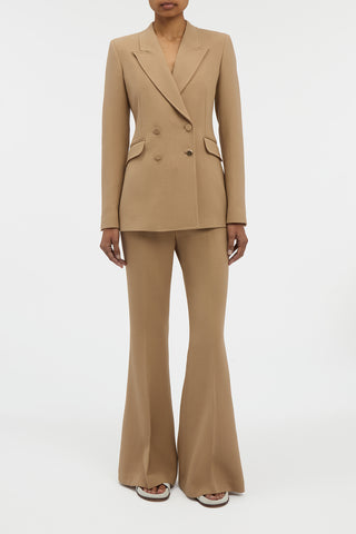 Stephanie Blazer in Camel Virgin Wool Crepe
