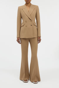 Stephanie Blazer in Camel Virgin Wool Crepe