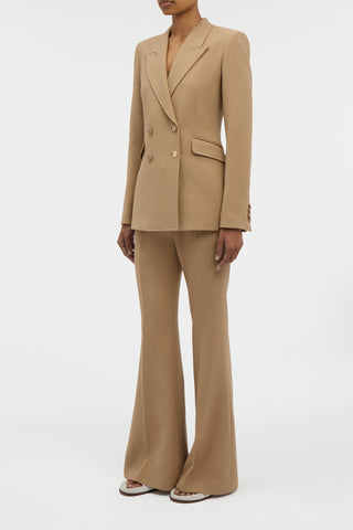 Stephanie Blazer in Camel Virgin Wool Crepe