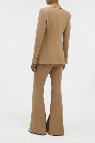 Stephanie Blazer in Camel Virgin Wool Crepe