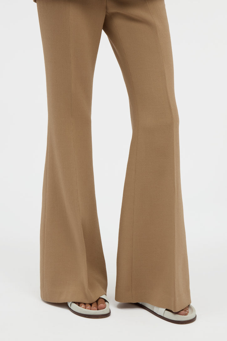 Rhein Flare Pant in Camel Virgin Wool Crepe