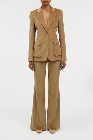 Ianthe Flare Pant in Camel Sea Island Cotton Corduroy