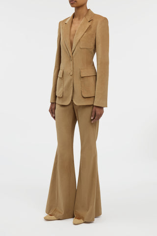 Ianthe Flare Pant in Camel Sea Island Cotton Corduroy