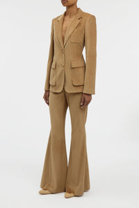 Ianthe Flare Pant in Camel Sea Island Cotton Corduroy