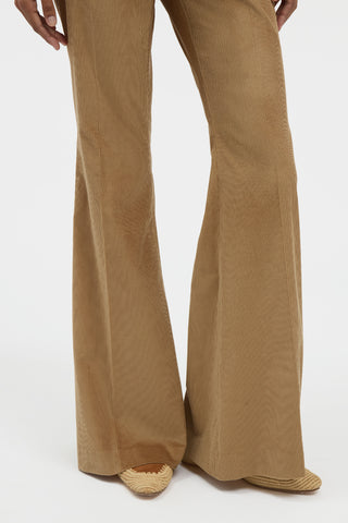 Ianthe Flare Pant in Camel Sea Island Cotton Corduroy