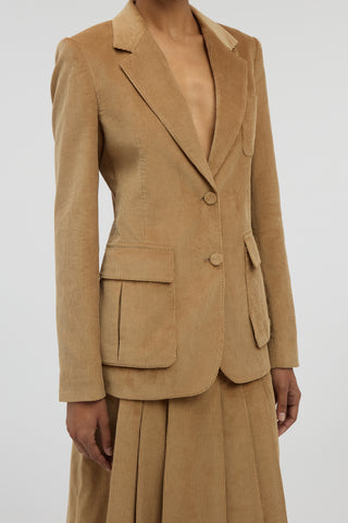 Louisa Blazer in Camel Sea island Cotton Corduroy