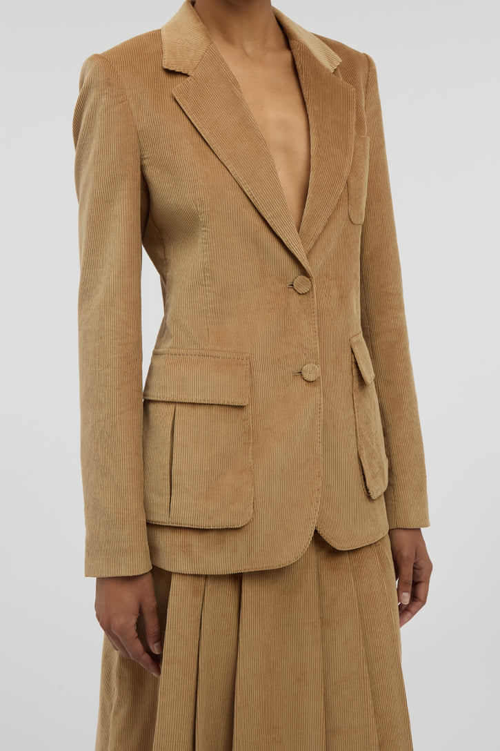 Louisa Blazer in Camel Sea island Cotton Corduroy