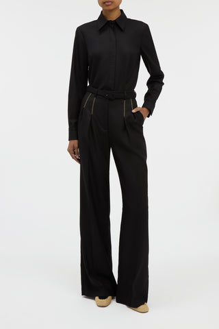 Vargas Wide-leg Pant in Black & Camel Cashmere