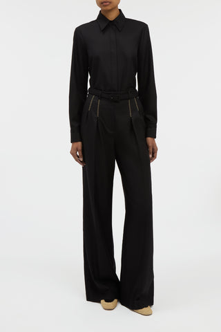 Cruz Shirt in Black & Camel Cashmere
