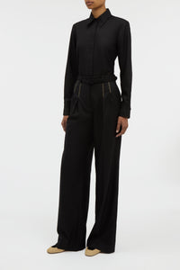 Cruz Shirt in Black & Camel Cashmere