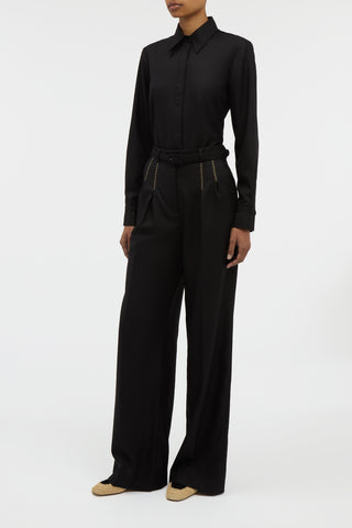 Vargas Wide-leg Pant in Black & Camel Cashmere