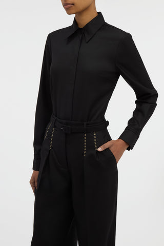 Vargas Wide-leg Pant in Black & Camel Cashmere