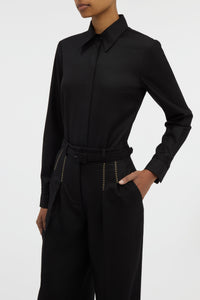 Vargas Wide-leg Pant in Black & Camel Cashmere