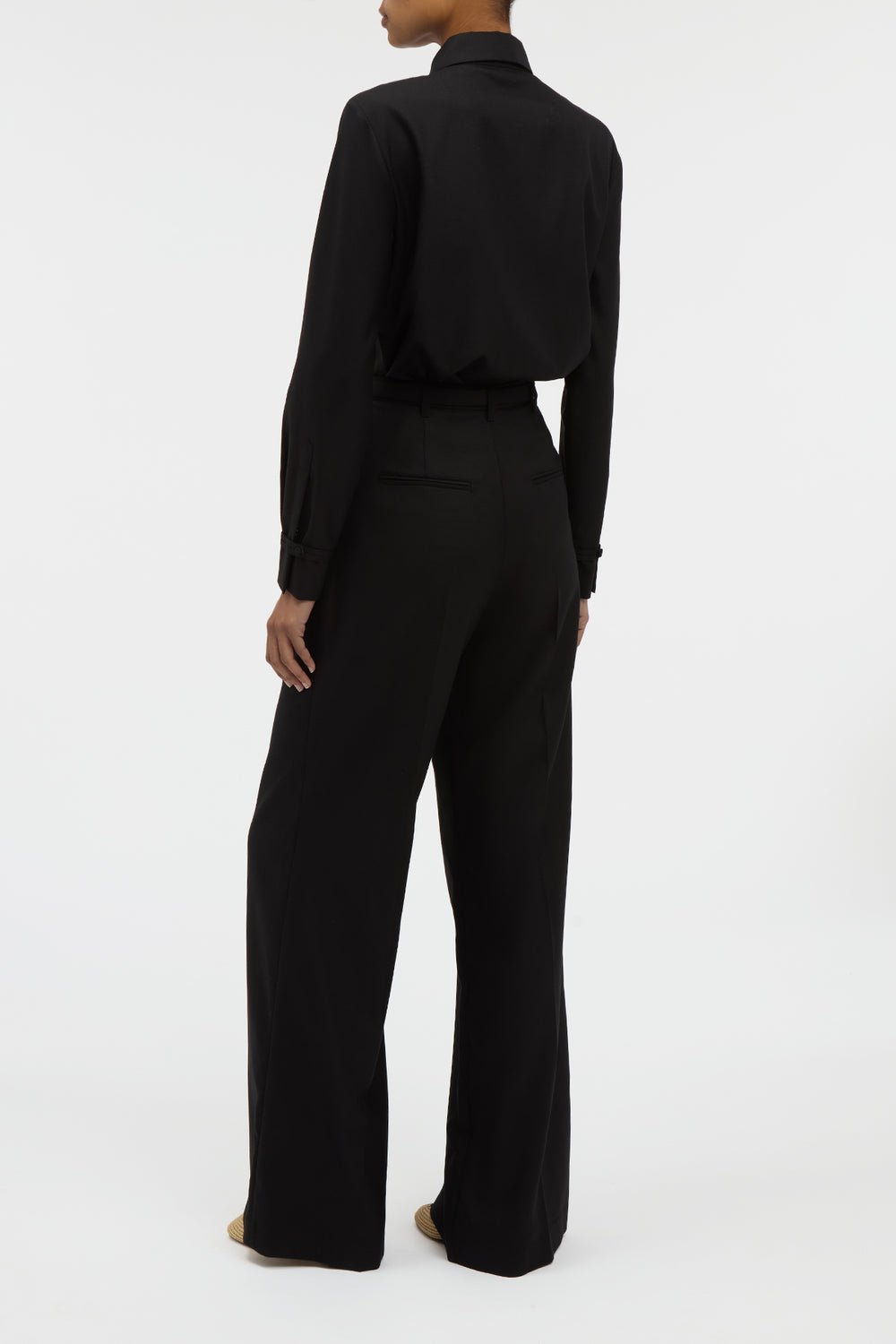 Vargas Wide-leg Pant in Black & Camel Cashmere