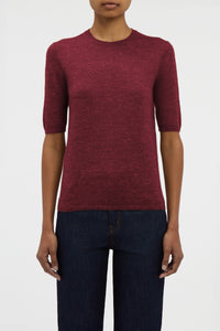 Chryse Knit T-Shirt  in Bordeaux Cashmere Silk with Hemp
